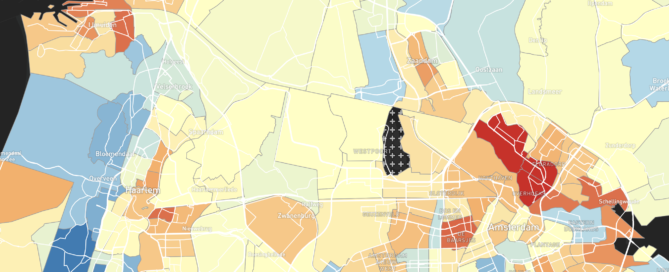 Kankeratlas die laat zien dat in Amsterdam Noord-West erg veel longkanker diagnoses worden gesteld.